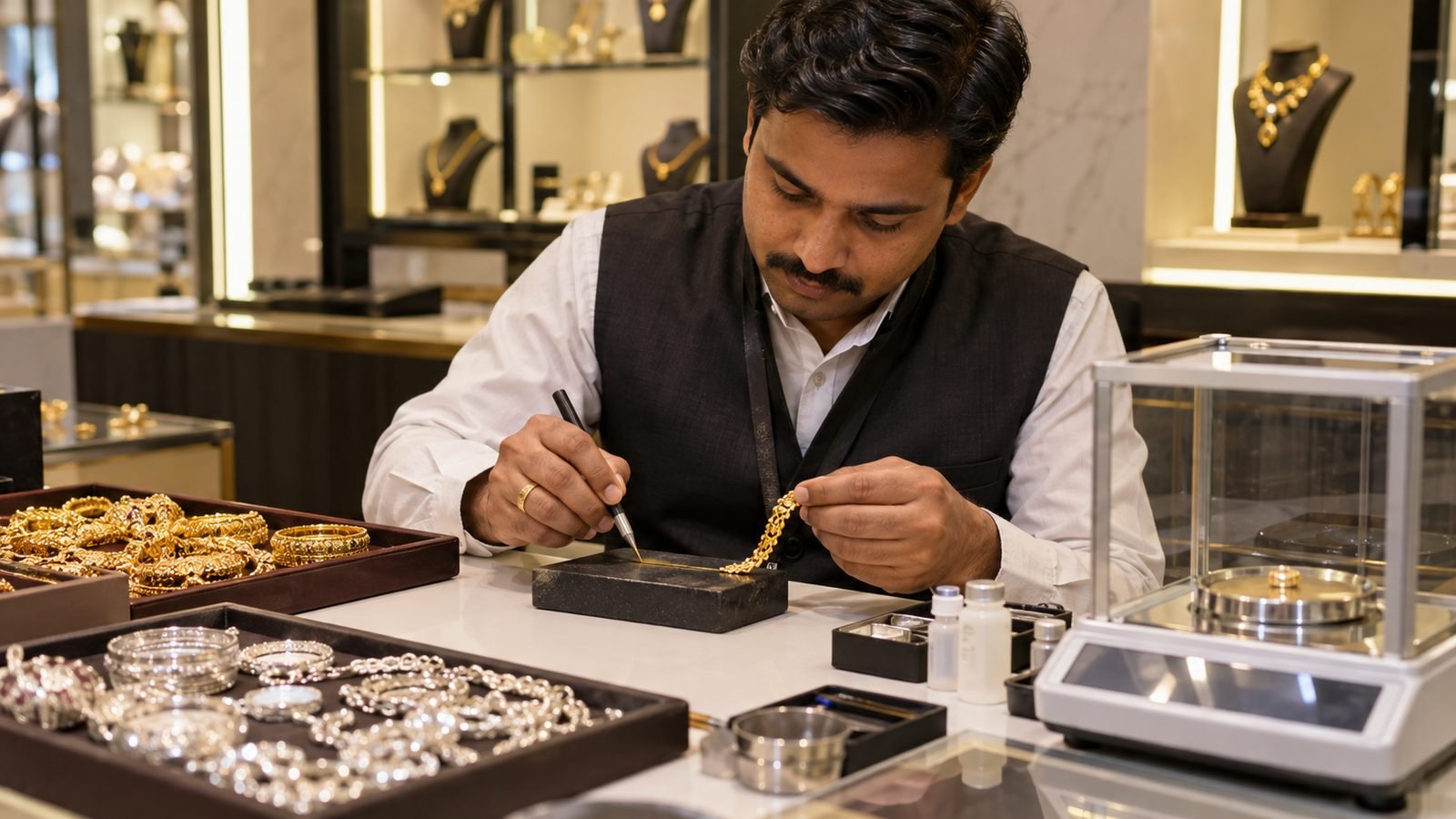 Gold and silver purity testing at MM Gold Buyers
